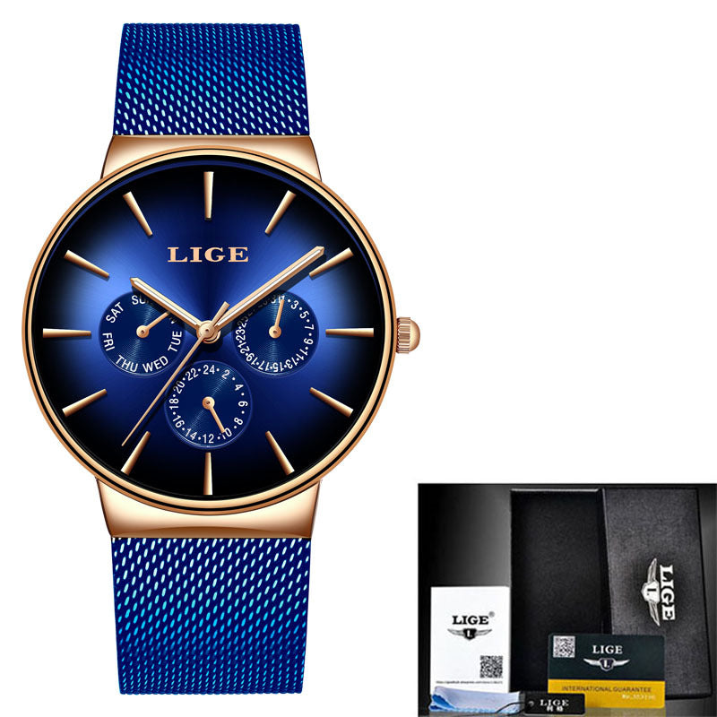 LIGE Mesh Strap Quartz Watch